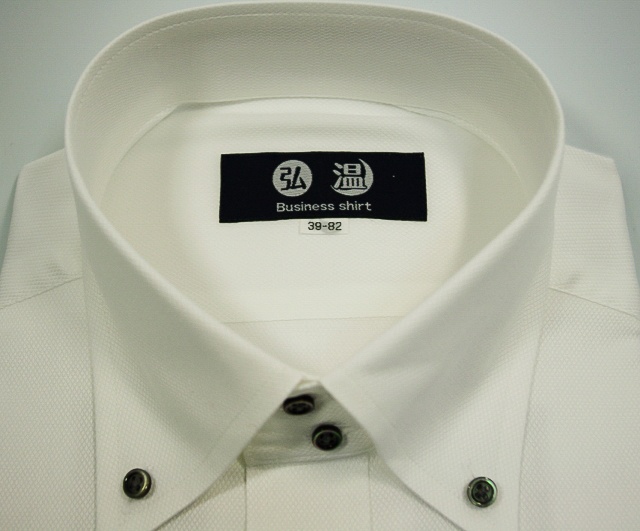 ドゥエボットーニボタンダウン　80番双糸　白ワイシャツ　黒蝶貝ボタン　b1682bd