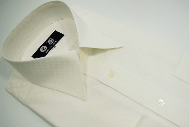 白ワイシャツ　ダイヤ柄　80番双糸　ジャガード織り　高瀬貝ボタン　b170rg