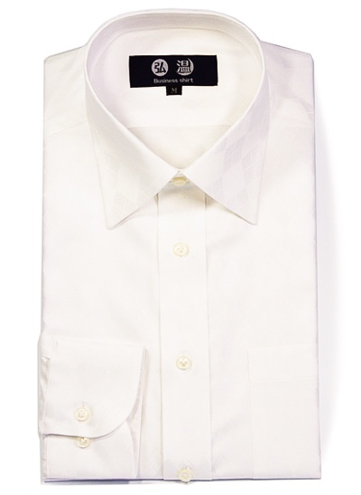 白ワイシャツ　80番双糸　アーガイル柄　j108sw