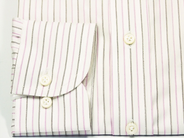 ピンク×白ワイシャツ　80番双糸　ストライプ　j122sw