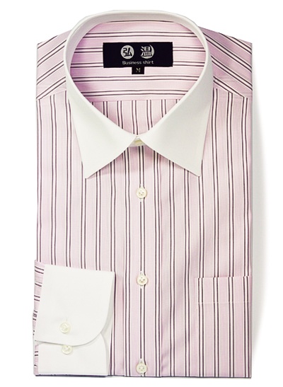 クレリック　80番双糸　ピンク×白　ストライプ　j129cs　ワイシャツ通販の弘温