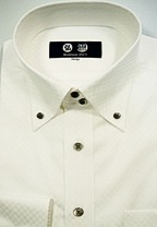 ドゥエボットーニボタンダウン　80番双糸　市松模様白ワイシャツ　黒蝶貝ボタン　b1692bd