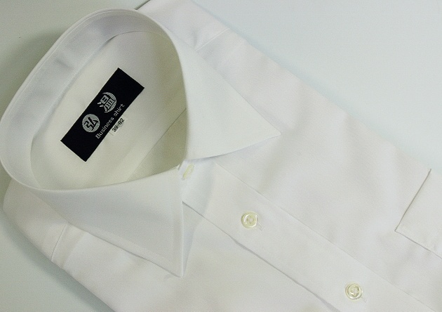 【形状安定】　セミワイド　100番双糸　白ワイシャツ　c214sw