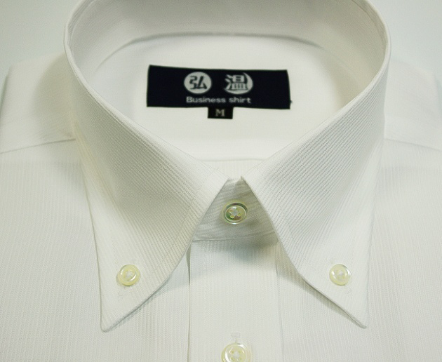 【半袖】LLサイズ 形態安定　ボタンダウン　60番単糸　ピケ織り白ワイシャツ　高瀬貝ボタン c200bdllsize