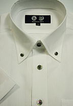 【半袖】LLサイズ 形態安定　ボタンダウン　60番単糸　ピケ織り白ワイシャツ　黒蝶貝ボタン c201bdllsize