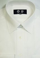 セミワイド  ヘリンボーン織り白ワイシャツ　高瀬貝ボタン　c215sw